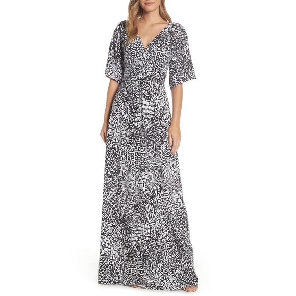 Lilly Pulitzer Parigi Maxi Dress Onyx Home Slice - Picture 1 of 9